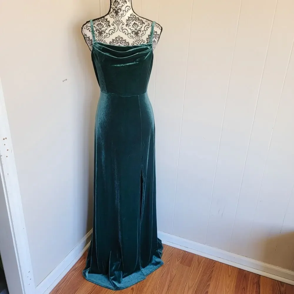 Birdy‎ Grey Ash A-line Emerald Green Velvet Maxi Dress